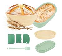 Bread Proofing Basket, 6Pcs Silicone Sourdough Proving Baskets, Proofing Basket with Dough Scraper and Brush, Oval & Round Foldable Sourdough Kits for Home and Bakers Baking