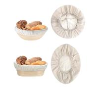 Bread Proofing Basket Liner - 4 Piece Non Stick Reusable Washable Dough Proofing Cloth Set With 2 Round And 2 Oval 10 Inch Basket Covers For Sourdough Bread Baking