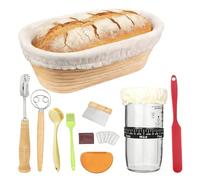 Bread Proofing Basket Set, 16Pcs Sourdough Starter Kit, Ellipse Sourdough Bread Making Kit Suitable for Family Restaurant Kitchen Breads Making