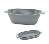 Bread Proofing Basket, Silicone Sourdough Basket 10 Inch Foldable Oval Banneton Proofing Baskets, Bread Making Tools for Baking & Proofing Artisan Bread (Grey)