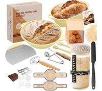 Bread Proofing Basket,Sourdough Starter Kit 25cm Round & Oval Proofing Basket,Sourdough Bread Baking Supplies,Foldable,Washable,Ideal for Home Bakers,Baking Enthusiasts and Beginners