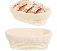 Bread Proofing Baskets, 10inch Sourdough Oval Proofing Basket, Proofing Bowls with Liners for Bread Making for Professional and Home Bakers (2PCS)