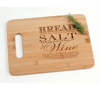 Bread Salt Wine Engraved Wood Cutting Board Charcuterie Display with Poem Quote from It's a Wonderful Life Housewarming or Realtor Closing Gift Idea 9.5 x 13"