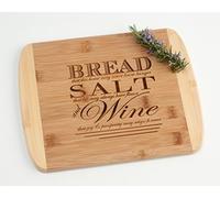 Bread Salt Wine Engraved Wood Cutting Board Charcuterie Display with Poem Quote from It's a Wonderful Life Housewarming or Realtor Closing Gift Idea 2 Two Tone Bamboo 13.5 x 11.5"