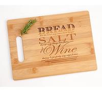 Bread Salt Wine Houswearming Poem Quote Engraved Wood Cutting Board and Charcuterie Display from It's a Wonderful Life Realtor Closing or Gift Basket Idea Small 8.5 x 11"