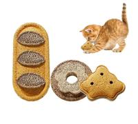 Bread-Shaped Kitten Teething Toys | 3-Piece Loofah Sponge Chew Set For Teeth Cleaning - Fun Biting Toys For Mental Stimulation And Chewing Training For Kittens, Puppies Small Medium Large Breeds Outdo