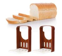 Bread Slicer for Homemade Bread, Plastic Bread Slicing Guide Foldable Bread Cutting Guide Tools Adjustable Loaf Slicer Cutter Sandwich/Toast Maker for Bread, Bagel, Sourdough, Cake (#2 * 2Pcs)