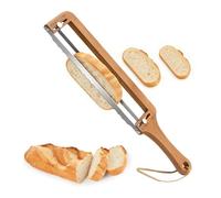 Bread Slicer for Homemade Bread with Adjustable Thickness Guide, Bread Knife & Bread Bow Cutter, Serrated Stainless Steel Blade with Bamboo Handle, Ambidextrous Bread Cutter for Sourdough, Baguette