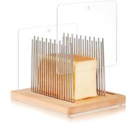 Bread Slicer Guide, Bread Slicers for Homemade Bread with Adjustable Width, Stainless Steel Slicing Guide & Beechwood Board, Foldable Bread Cutter for Bread, Roast, Loaf, Sourdough Rounds, Bagels