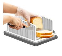 Bread Slicer Guide, Foldable Manual Baking Toast Slicer with Crumb Tray, Detachable Toast Slicing Guide Compact Structure, Adjustable Width with Crumb Tray Kitchen Baking Tool for Commercial Bread