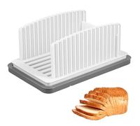Bread Slicer with Crumb Tray, Folding and Adjustable Width Manual Bread Slicing Tool, Handhold Homemade Slicer for Loaf Sourdough Sandwich, Toast Cutting Quick and Safe(White)