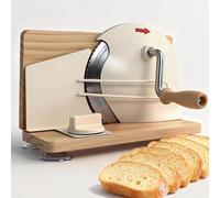 Bread Slicers for Homemade Bread Manual Bread Slicer with Hand Crank Adjustable Thickness 0-2cm Sourdough Scoring Tool Foldable Bread Stainless Steel Serrated Disc Cutter with Suction Cups (White)