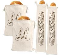bread storage bag made of cotton fabric, featuring two pull cords for tight closure, exposure to dust and keeping bakery products fresh longer