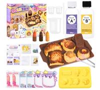 Bread Theme DIY Squishy Kit - 200g Fast-Cure AB Liquid Silicone | 3 Colours, Tools, Resealable Bags, Ball Chains & Deco | Ages 6+ Bread-Shaped Soft Toy Craft