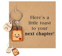 Bread Toast Keychain Gift for Women, Cute Keychain For Women, Good Luck, New Job, Congratulations, New Beginnings Keychains With Plague Cheers And Bread, Divorce Sister, College Gift for Her (A)