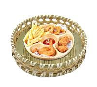 Bread Tray for Table,Woven Vegetable Baskets - Rustic Food Tray with Flat Bottom Hollow for Vegetables Picnic Farmhouse Fruit Decorative