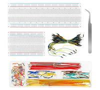 Breadboard Jumper Wire Kit with 400 830 Point Breadboards + 65pcs Flexible Wires + 140pcs U-Shape Jumper Helpers+1pcs Tweezer