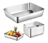 Breading Bowls Set of 6, 25.5 x 20 x 5.5 cm Stainless Steel Breading Set, Breading Tray, Stainless Steel Bowl, Rectangular for Breading for Fish, Meat and Vegetables, Stackable and Dishwasher Safe