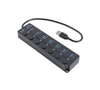 Breadom 7-port universal serial bus ultra-thin hub, ABS shell is sturdy and durable, suitable for personal computers, laptops, universal serial bus flash drives, mobile hard disks, etc