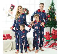 Breadom Matching Christmas Onesies Pajamas, Cute Snowman/Candy Cane/Bow Tie Print Onesies Christmas Matching Family Pyjamas Set, Hooded Jumpsuit Sleepwear Loungewear