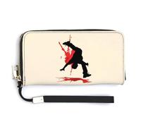 Break Dance Leather Wallet Fashion Purse Long Pouch with Wrist Strap for Men Women