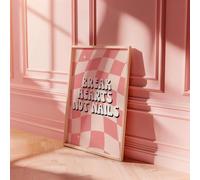 Break Hearts Not Nails Wall Art Print, Pink Checkered Retro Design, Salon Prints, Nail Salon Decor, Nail Tech Wall Art