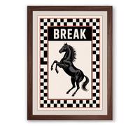 Break Horse Graphic Framed Wall Art Print A1 (84.1×59.4cm) Walnut, Wall Decor for Living Room, Bedroom, Office & Home, Ready to Hang, Art Gift
