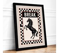 Break Horse Graphic Framed Wall Art Print A1 Black