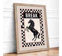 Break Horse Graphic Framed Wall Art Print A1 Oak
