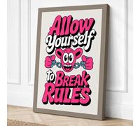 Break Rules Bold Typography Canvas Wall Art Print 18x12 Inch (46 x 30 cm)