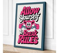 Break Rules Bold Typography Canvas Wall Art Print 24x16 Inch (61 x 41 cm)