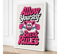 Break Rules Bold Typography Canvas Wall Art Print 24x16 Inch (61 x 41 cm)