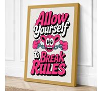 Break Rules Bold Typography Canvas Wall Art Print 24x16 Inch (61 x 41 cm)