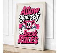 Break Rules Bold Typography Canvas Wall Art Print 30x20 Inch (76 x 51 cm)