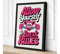 Break Rules Bold Typography Canvas Wall Art Print 30x20 Inch (76 x 51 cm)