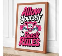 Break Rules Bold Typography Canvas Wall Art Print 30x20 Inch (76 x 51 cm)