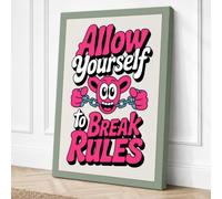 Break Rules Bold Typography Canvas Wall Art Print 36x24 Inch (91 x 61 cm)