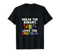 Break The Binary Love The Spectrum Rainbow Graphic T-Shirt