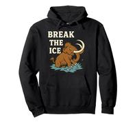 Break the Ice - Funny Woolly Mammoth Pun Falling Through Ice Pullover Hoodie