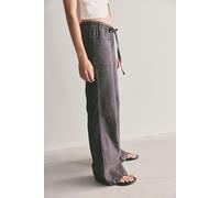 Break The Ice Linen Slouch Flare Pants at Free People in Black, Size: Medium - female
