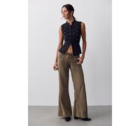 Break The Ice Linen Slouch Flare Pants at Free People in Caiman, Size: Medium - female