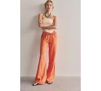 Break The Ice Linen Slouch Flare Pants at Free People in Orange Rust, Size: Large - female