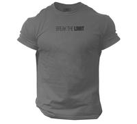 Break The Limit T Shirt Gym Clothing Bodybuilding Training Workout Exercise Boxing MMA Top (UK, Alpha, L, Regular, Regular, Charcoal (Black Print))