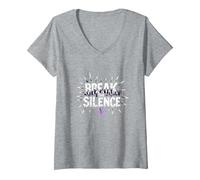 Break The Silence Domestic Violence Awareness Rally V-Neck T-Shirt, Women, Heather Grey, M
