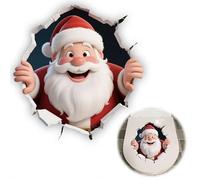 Break-The-Wall Santa Claus 3D Wall Decal,Large 3D Santa Claus Christmas Wall Stickers,Christmas Toilet Seat Sticker,Cartoon S-anta Sticker for Living Room, Bedroom, or Party Decoration