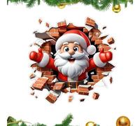 Break-The-Wall Santa Claus Wall Decal, 2D Flat Removable Santa Claus Christmas Walls Stickers, for Christmas Party Kitchen Living Room Bathroom