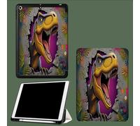 Break Through Wall Dinosaurs Pattern Case for 10.9 Inch Ipad 10Th Gen, Graffiti Animals Cover for Ipad Auto Sleep/Wake Shockproof Protective Case with Pencil Holder