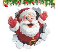 Break Wall Santa Stickers | Christmas Wall Sticker 3D | Realistic 3D Effect Santa Claus Toilet Stickers Funny | Creative Self Adhesive Window Walls Decal Sticker for Christmas Home Decor