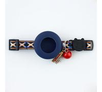 Breakaway Bobo Cat Collar with AirTag Holder, Adjustable Pet Collar with Bell & Tassel, Anti-Lost Safety Tracking Collar for Kittens, Small Dogs (Dark Blue A, Dark Blue Series)