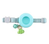 Breakaway Bobo Cat Collar with AirTag Holder, Adjustable Pet Collar with Bell & Tassel, Anti-Lost Safety Tracking Collar for Kittens, Small Dogs (Sky Blue B, Sky Blue Series)